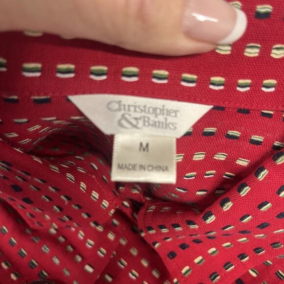 Christopher & Banks Red Black Jacket Size Medium Casual Career Button Front - Picture 9 of 9